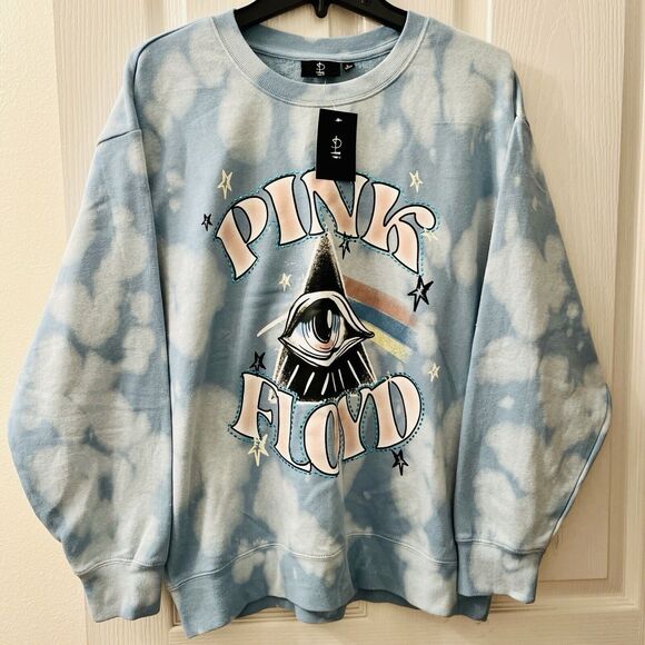 Pink Floyd Tops - Pink Floyd Women's Large Sweatshirt Blue Clouds Tie Dye Embellished Pullover NWT